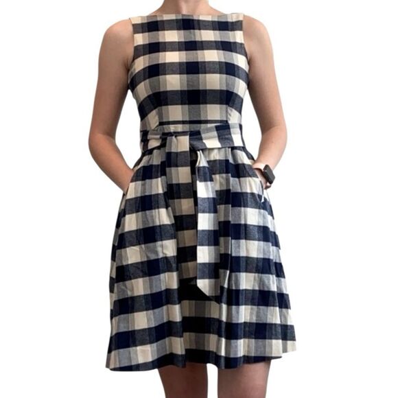 L.L. Bean Silk Blend Blue and White Plaid Flannel Sleeveless Dress Size 8 NWT 📦 - Picture 1 of 9